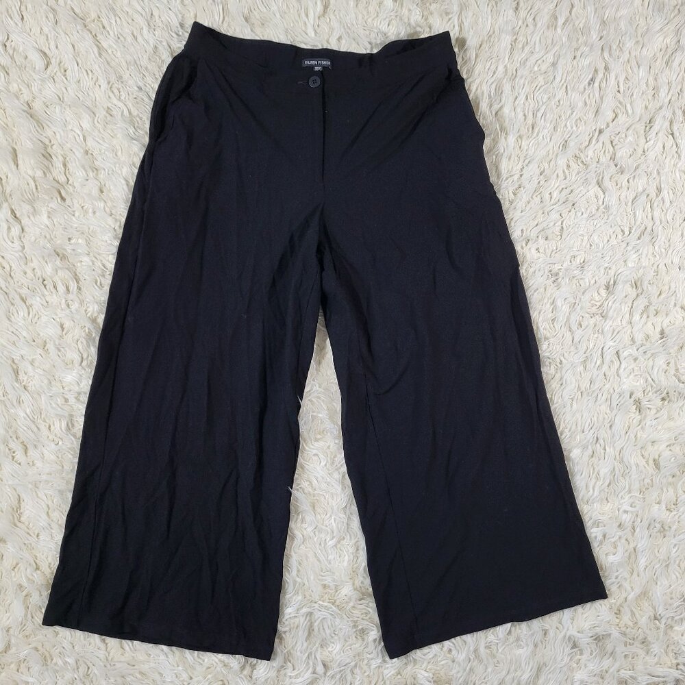 Eileen Fisher Wide Leg Black Pants - Size 10 - Picture 1 of 16